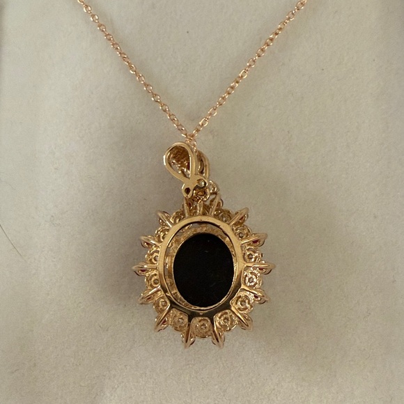 14Kt Gold Created Ruby & Diamond Heart Pendant Necklace  14K Gold Opal Ruby & Diamond Pendant 14k gold chain NEW boutique Gorgeous